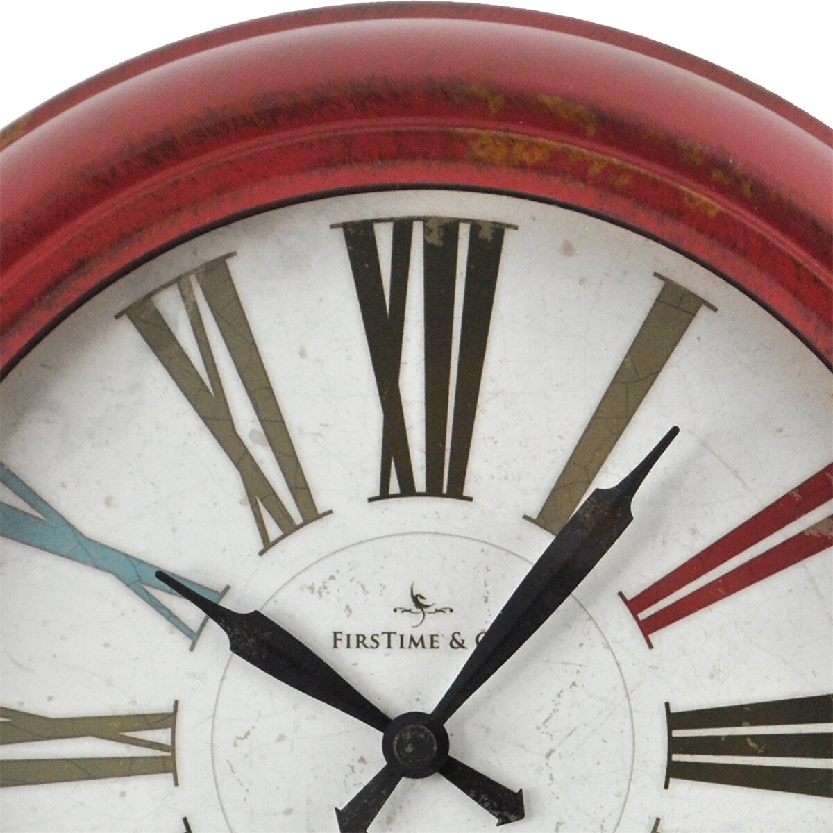 FirsTime & Co. Red Relic Wall Clock, American Crafted, Distressed Red, Plastic, 10 x 2 x 10 in