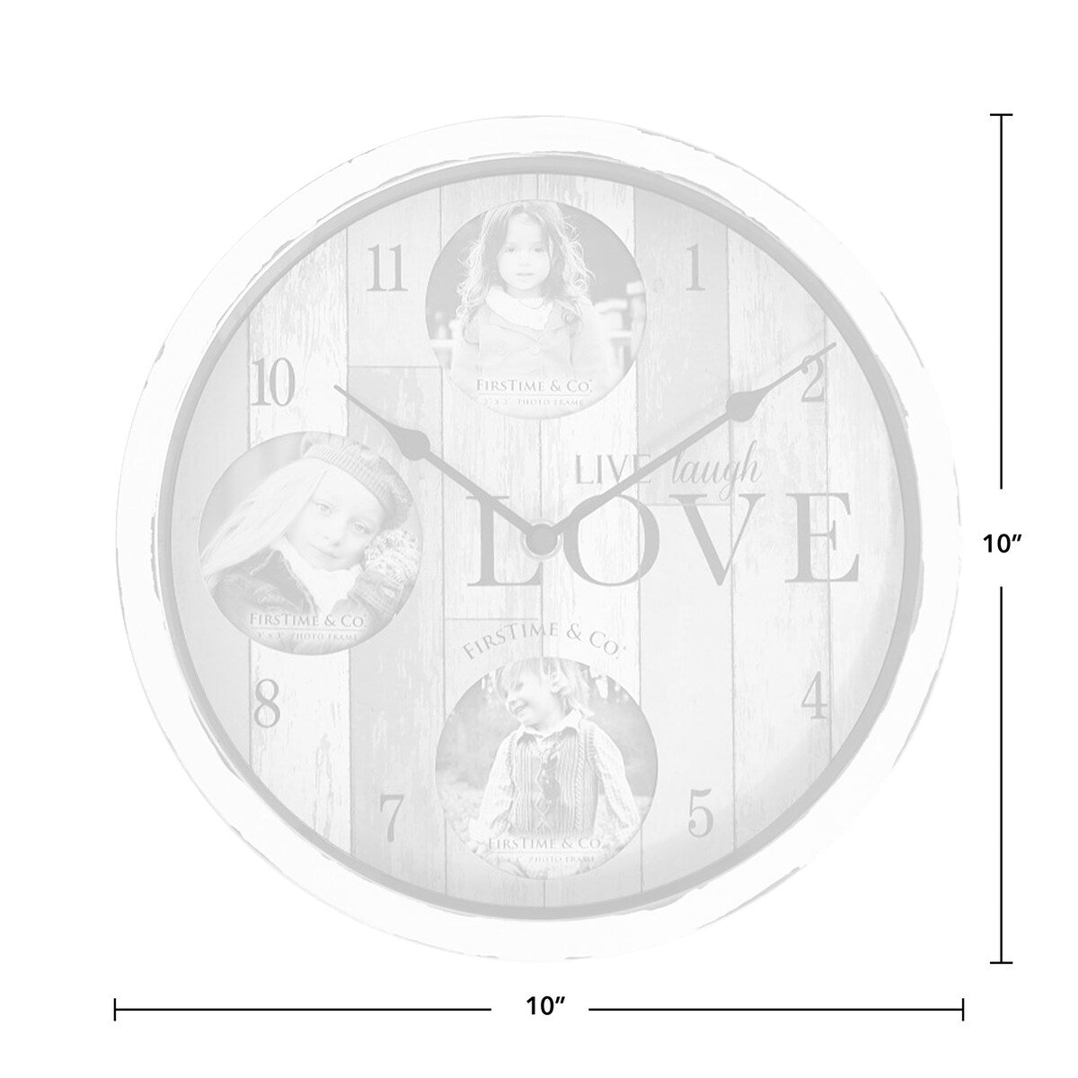 FirsTime & Co. Rustic Farmhouse Expressions Frame Wall Clock, American Crafted, Chipped White, Plastic, 10 x 2 x 10 in