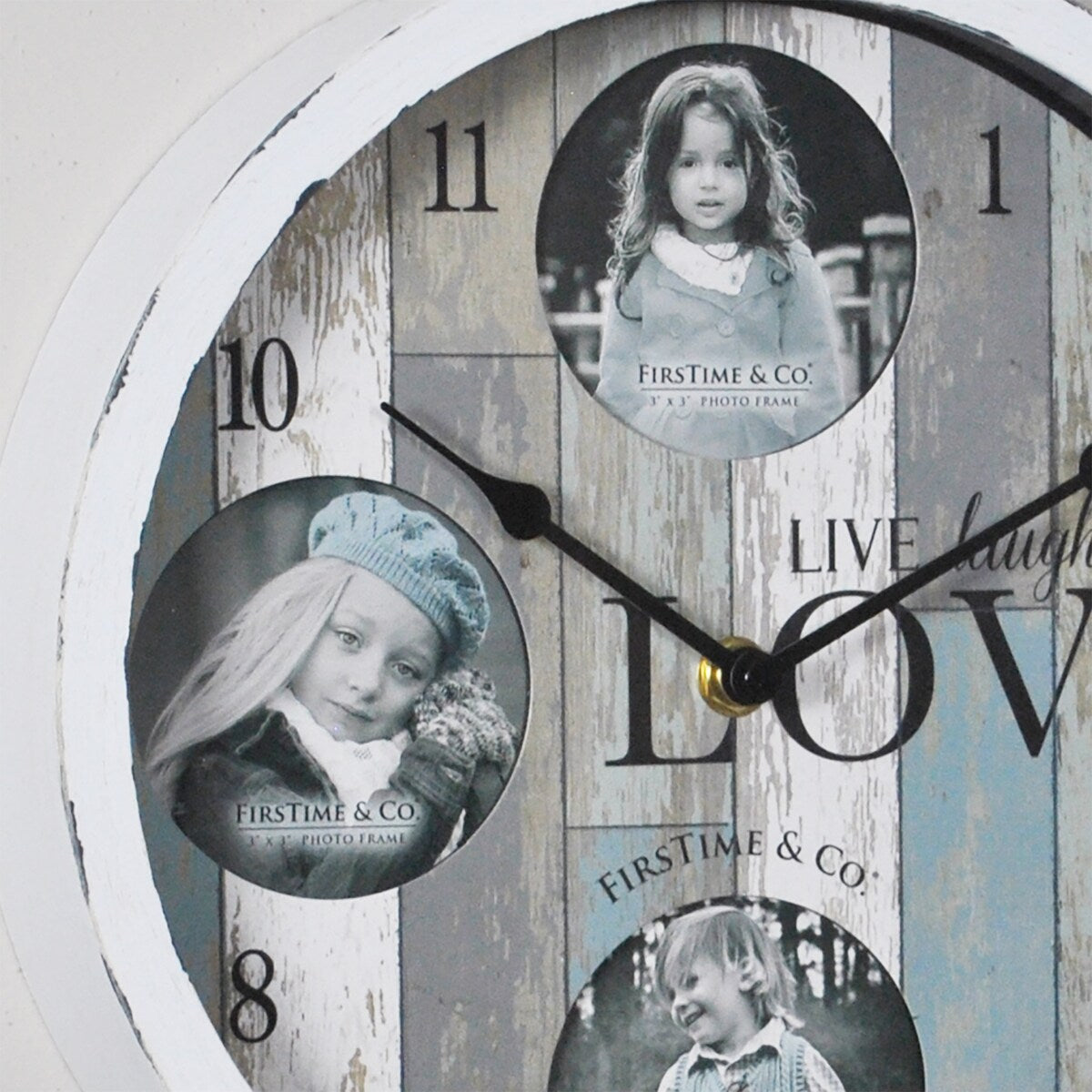 FirsTime & Co. Rustic Farmhouse Expressions Frame Wall Clock, American Crafted, Chipped White, Plastic, 10 x 2 x 10 in