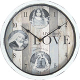 FirsTime & Co. Rustic Farmhouse Expressions Frame Wall Clock, American Crafted, Chipped White, Plastic, 10 x 2 x 10 in