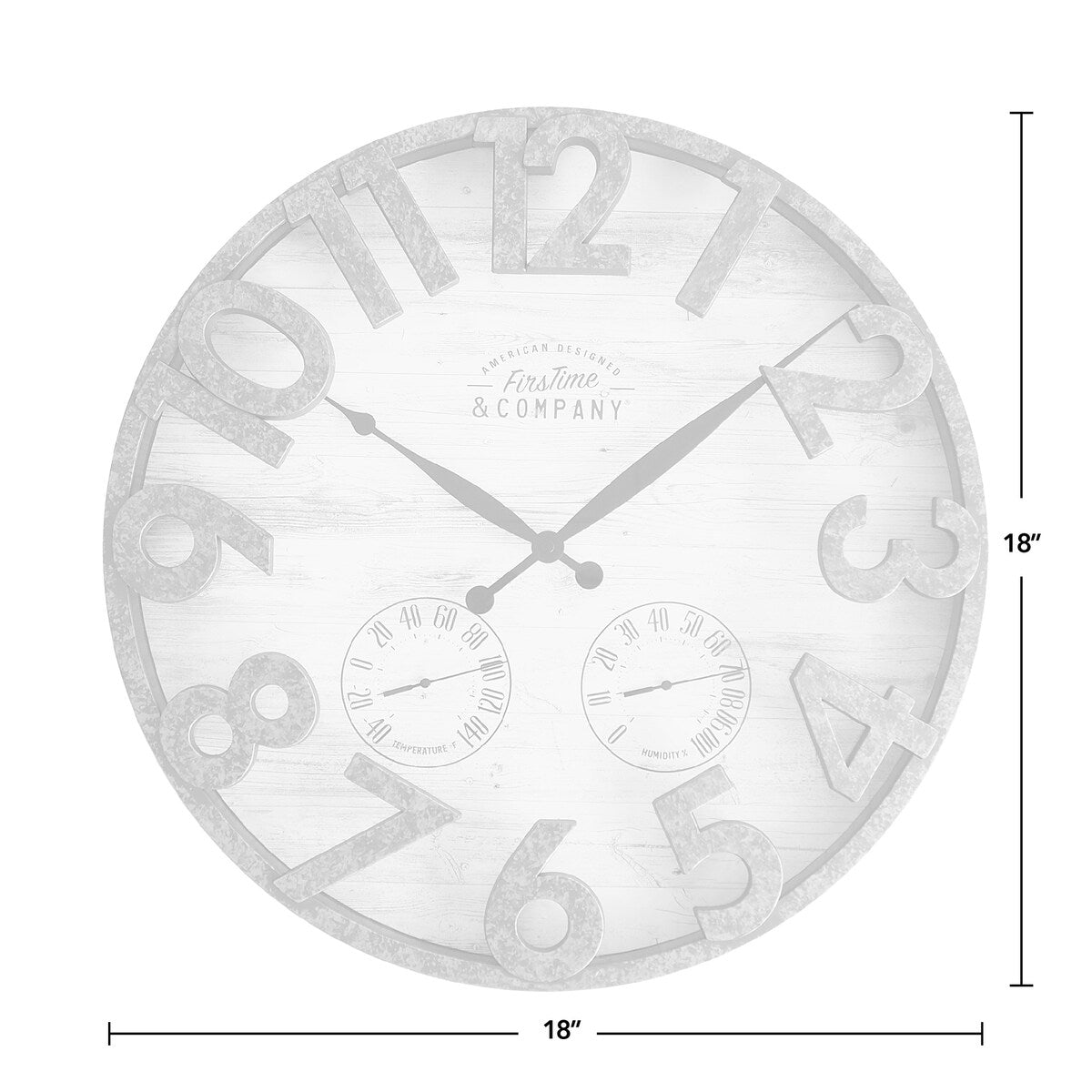 FirsTime & Co. Shiplap Farmhouse Outdoor Wall Clock, Plastic, 18 x 2.5 x 18 in, American Designed