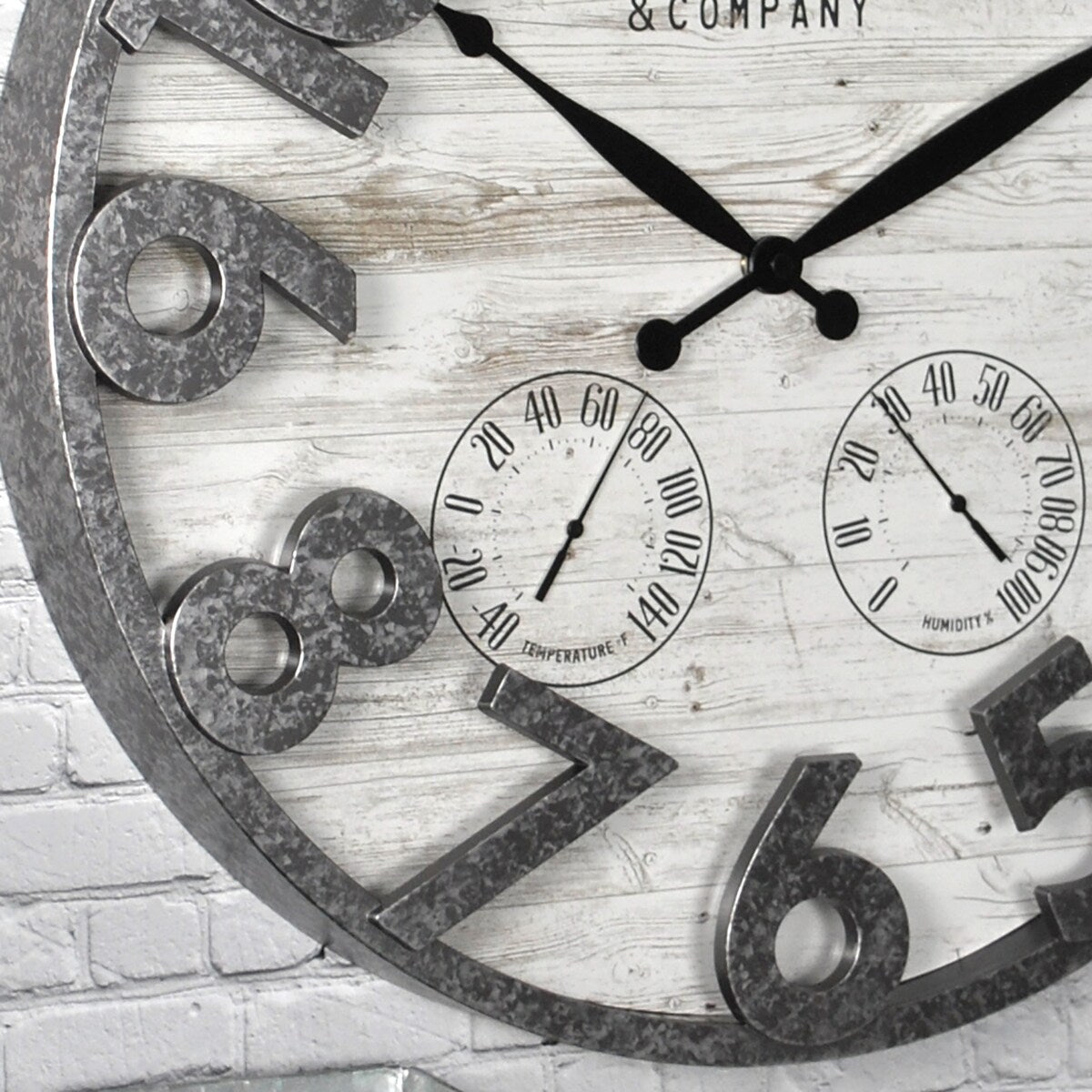 FirsTime & Co. Shiplap Farmhouse Outdoor Wall Clock, Plastic, 18 x 2.5 x 18 in, American Designed