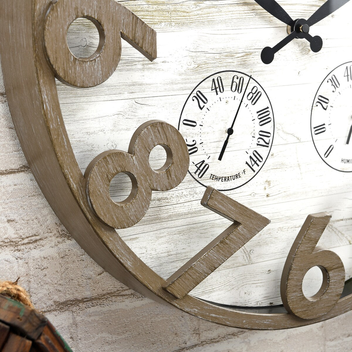 FirsTime & Co. Shiplap Farmhouse Outdoor Wall Clock, Plastic, 18 x 2.5 x 18 in, American Designed
