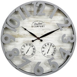 FirsTime & Co. Shiplap Farmhouse Outdoor Wall Clock, Plastic, 18 x 2.5 x 18 in, American Designed