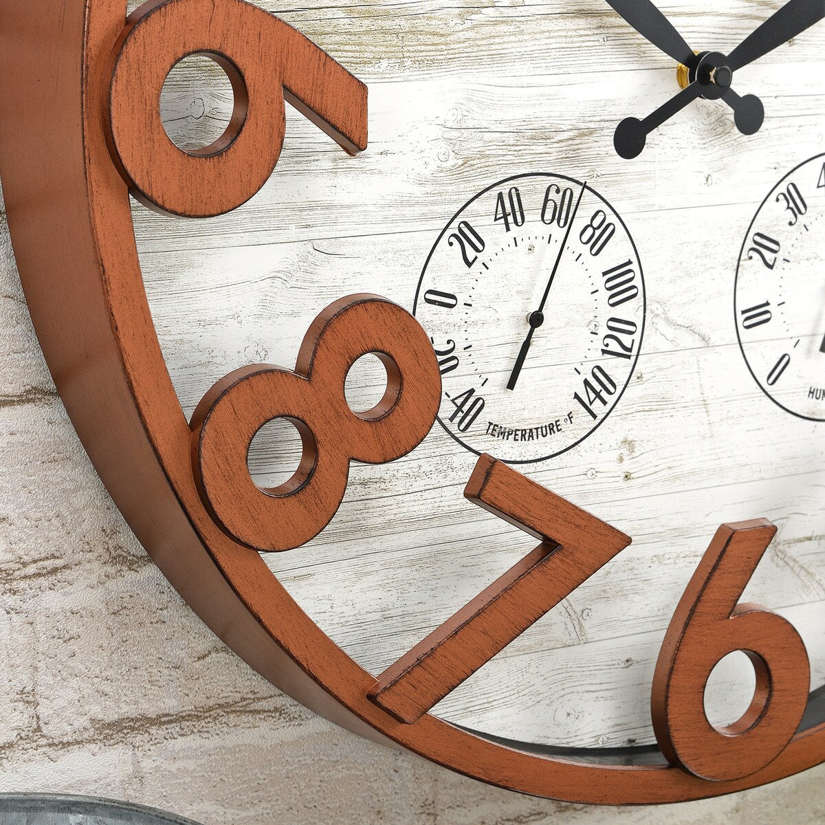 FirsTime & Co. Shiplap Farmhouse Outdoor Wall Clock, Plastic, 18 x 2.5 x 18 in, American Designed