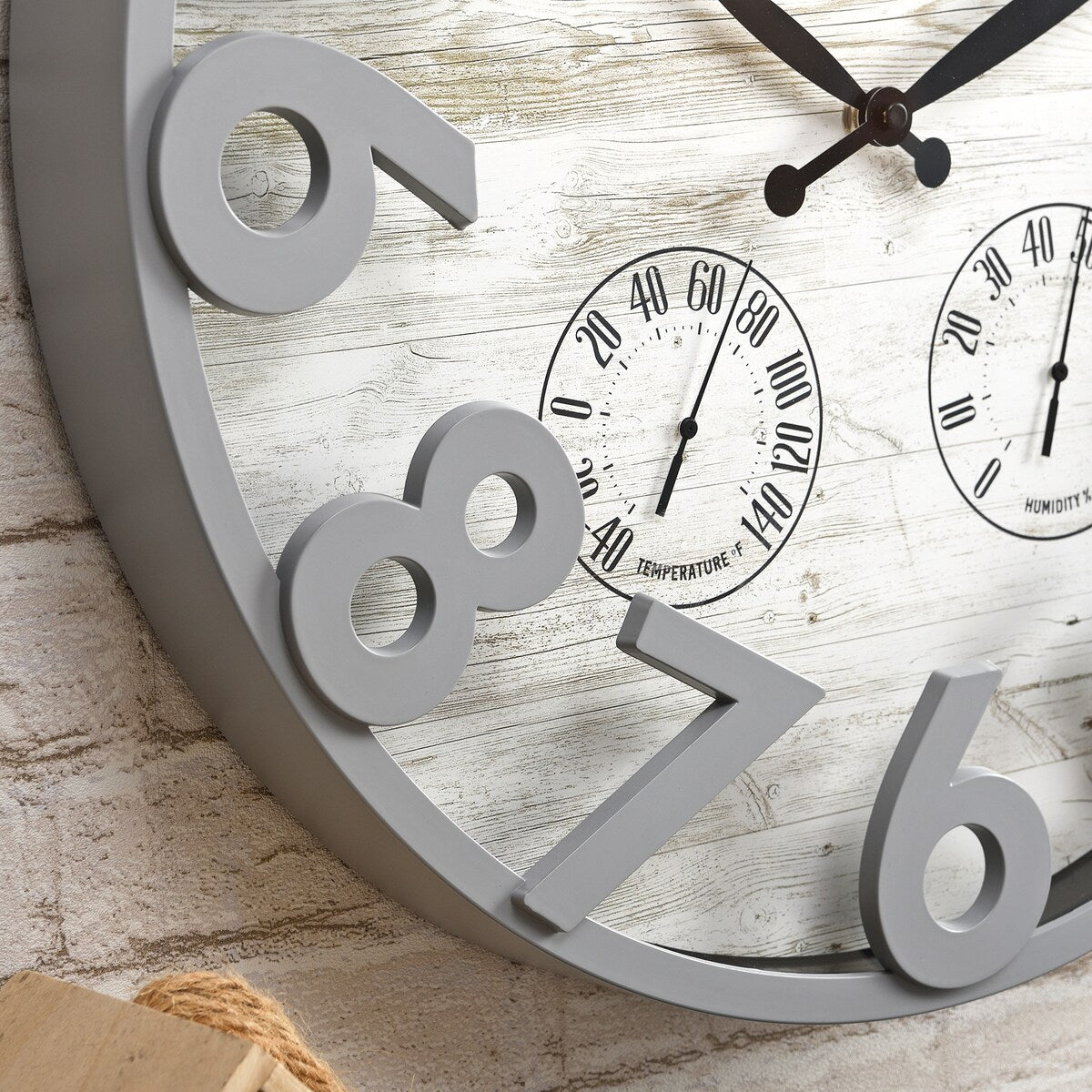 FirsTime & Co. Shiplap Farmhouse Outdoor Wall Clock, Plastic, 18 x 2.5 x 18 in, American Designed