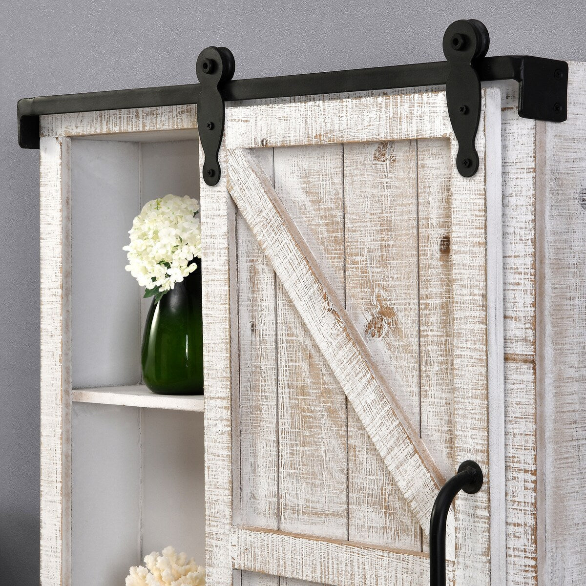 FirsTime & Co. Winona Farmhouse Barn Door Cabinet Mirror, Mirror, 21 x 5.5 x 28 in, American Designed