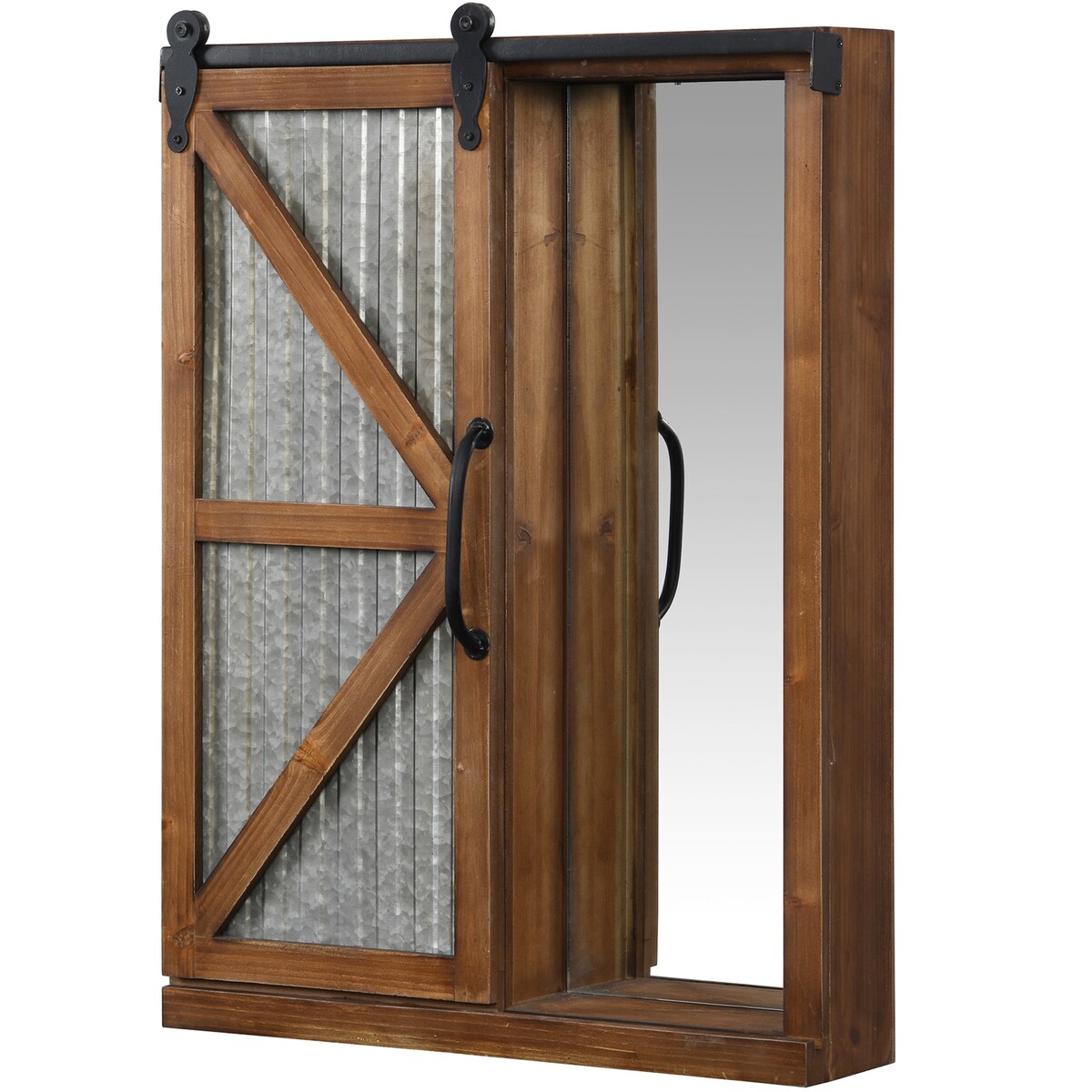 FirsTime & Co. Winona Farmhouse Barn Door Cabinet Mirror, Mirror, 21 x 5.5 x 28 in, American Designed