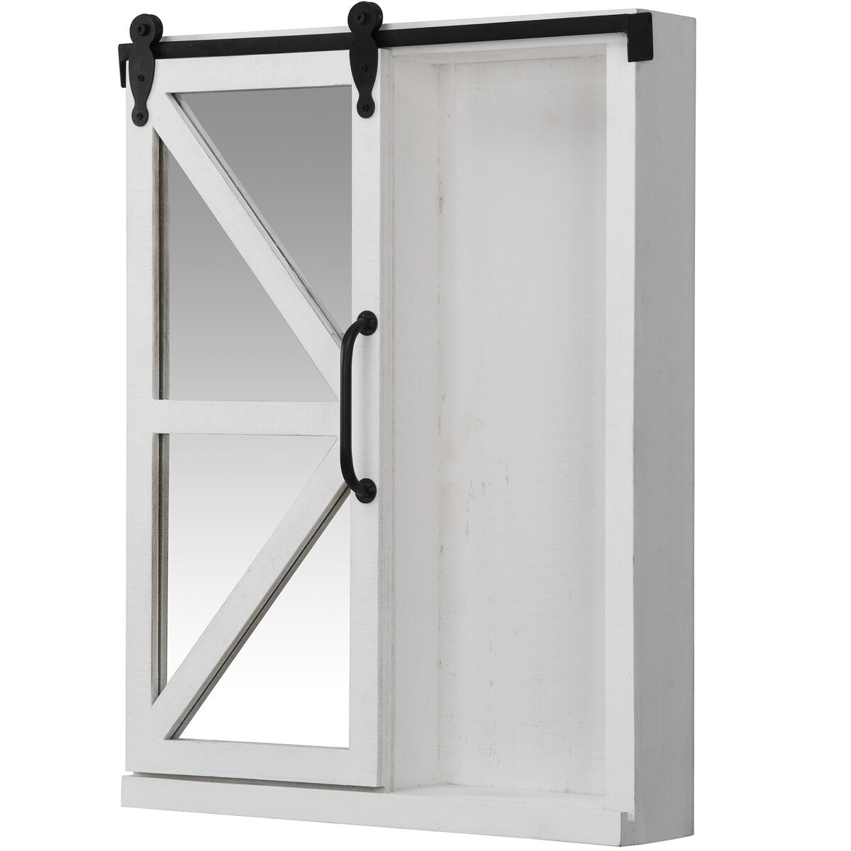 FirsTime & Co. Winona Farmhouse Barn Door Cabinet Mirror, Mirror, 21 x 5.5 x 28 in, American Designed