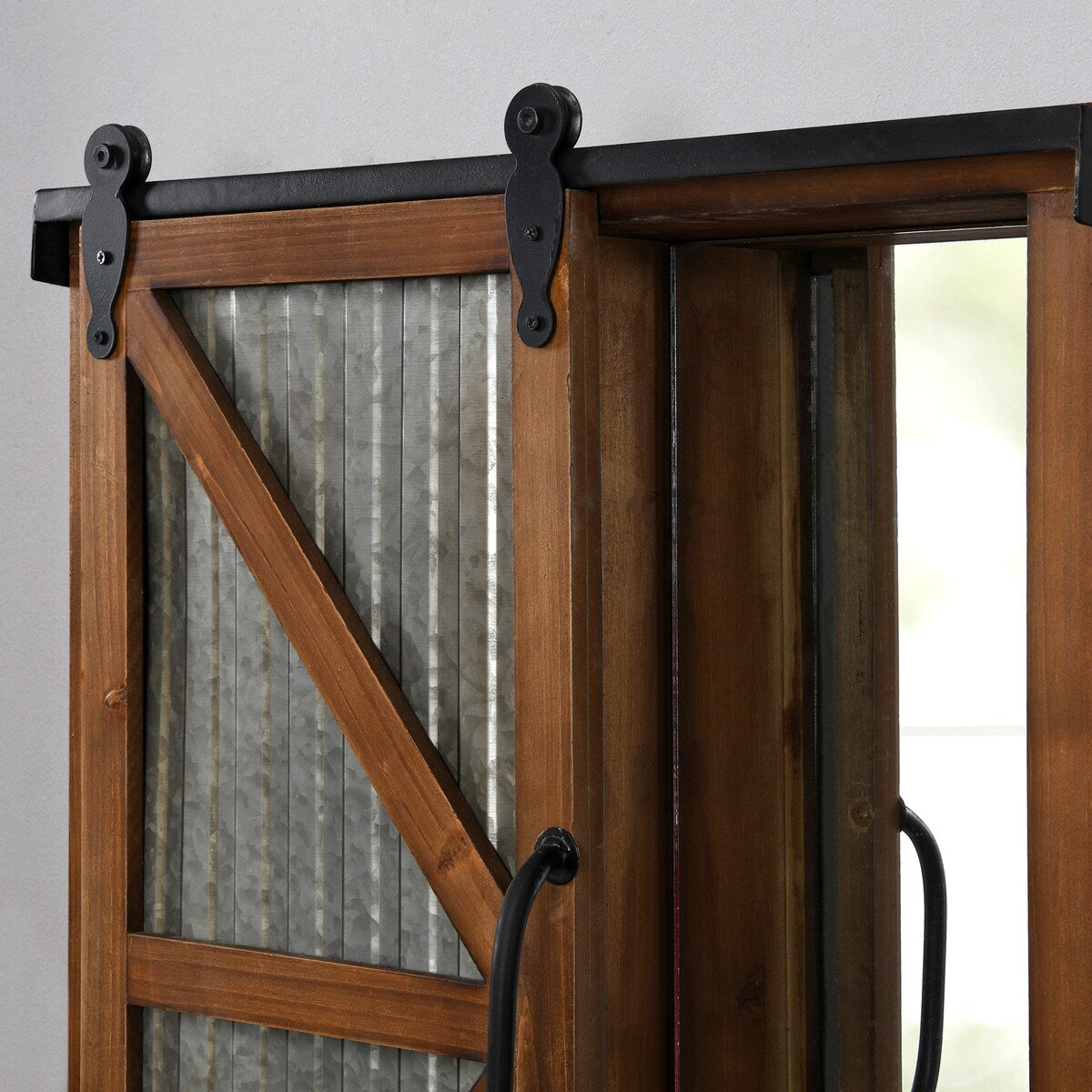 FirsTime & Co. Winona Farmhouse Barn Door Cabinet Mirror, Mirror, 21 x 5.5 x 28 in, American Designed