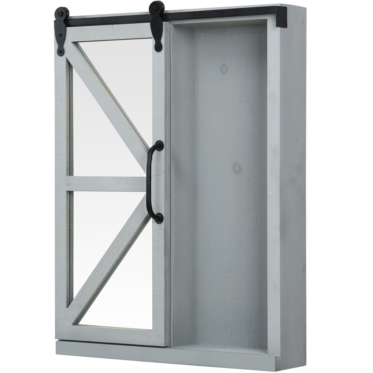 FirsTime & Co. Winona Farmhouse Barn Door Cabinet Mirror, Mirror, 21 x 5.5 x 28 in, American Designed