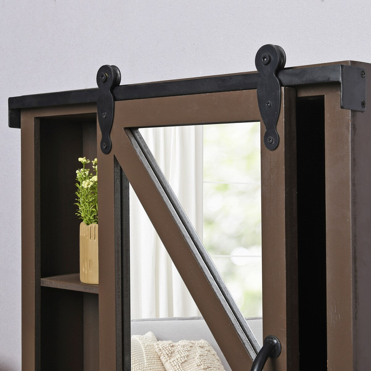 FirsTime & Co. Winona Farmhouse Barn Door Cabinet Mirror, Mirror, 21 x 5.5 x 28 in, American Designed
