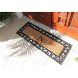 Non Slip Coir Low Profile Myla Monogrammed Entry Doormat, 17.7"x47.25"