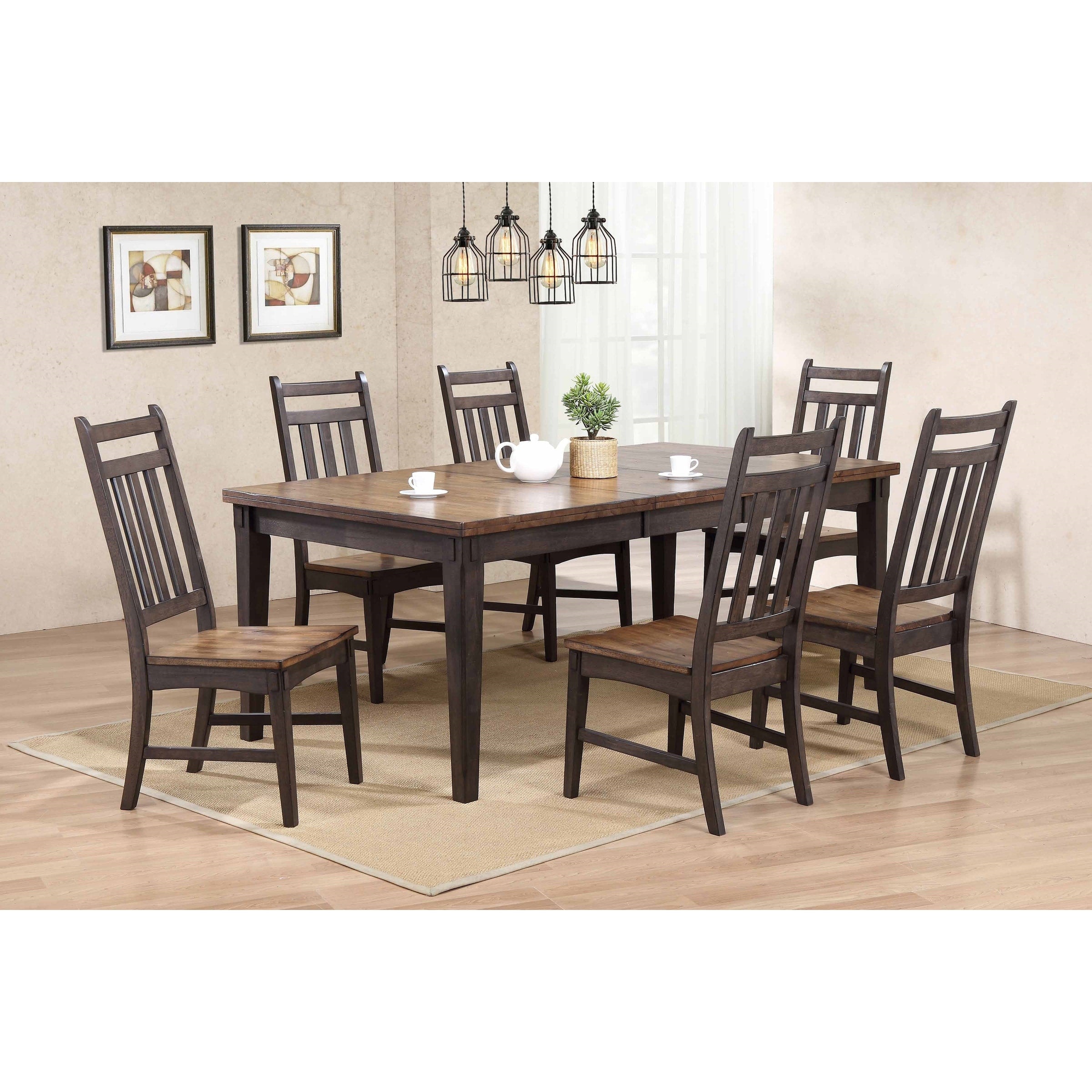 AW Furniture Fisher 7 Piece Solid Wood Dining Set Brown
