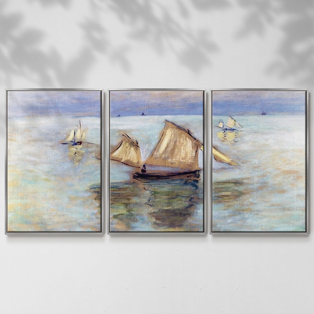 Fishing Boats at Pourville, 1882 - Multi Piece Framed Canvas