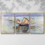 Fishing Boats at Pourville, 1882 - Multi Piece Framed Canvas