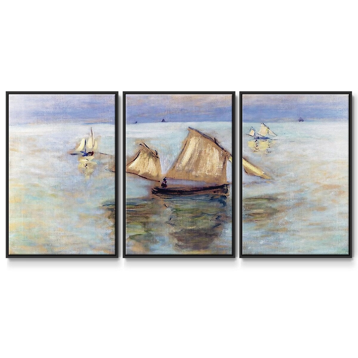 Fishing Boats at Pourville, 1882 - Multi Piece Framed Canvas