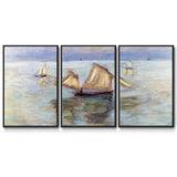 Fishing Boats at Pourville, 1882 - Multi Piece Framed Canvas