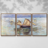 Fishing Boats at Pourville, 1882 - Multi Piece Framed Canvas