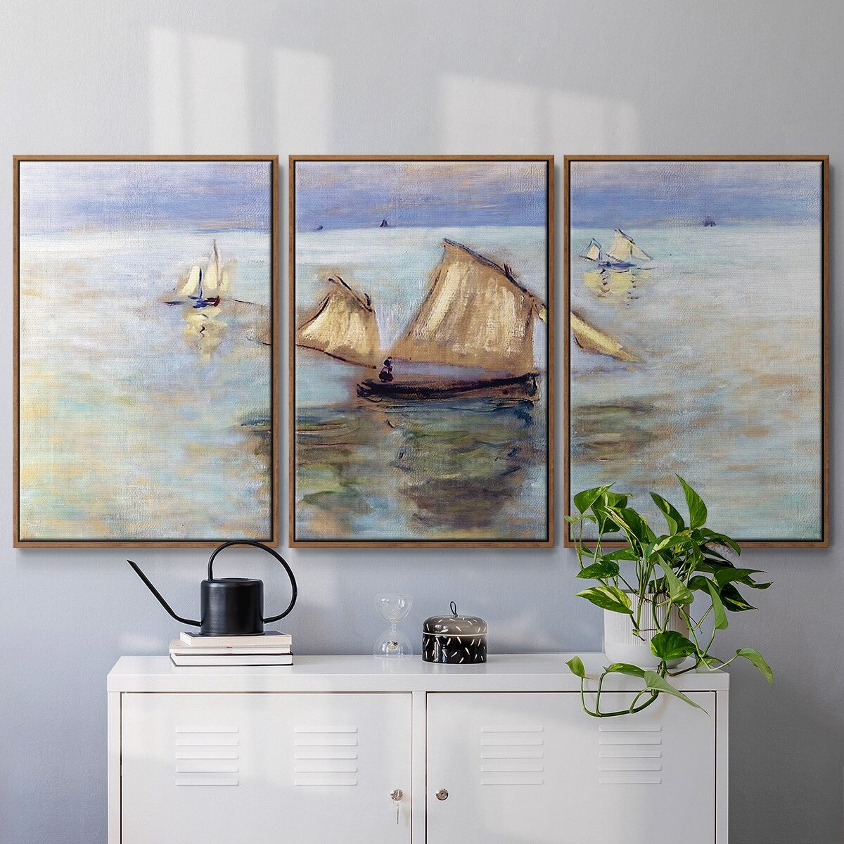 Fishing Boats at Pourville, 1882 - Multi Piece Framed Canvas