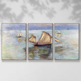Fishing Boats at Pourville, 1882 - Multi Piece Framed Canvas
