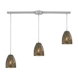 Elk Home Fissure Satin Nickel With Smoke Glass 3 Light Pendant
