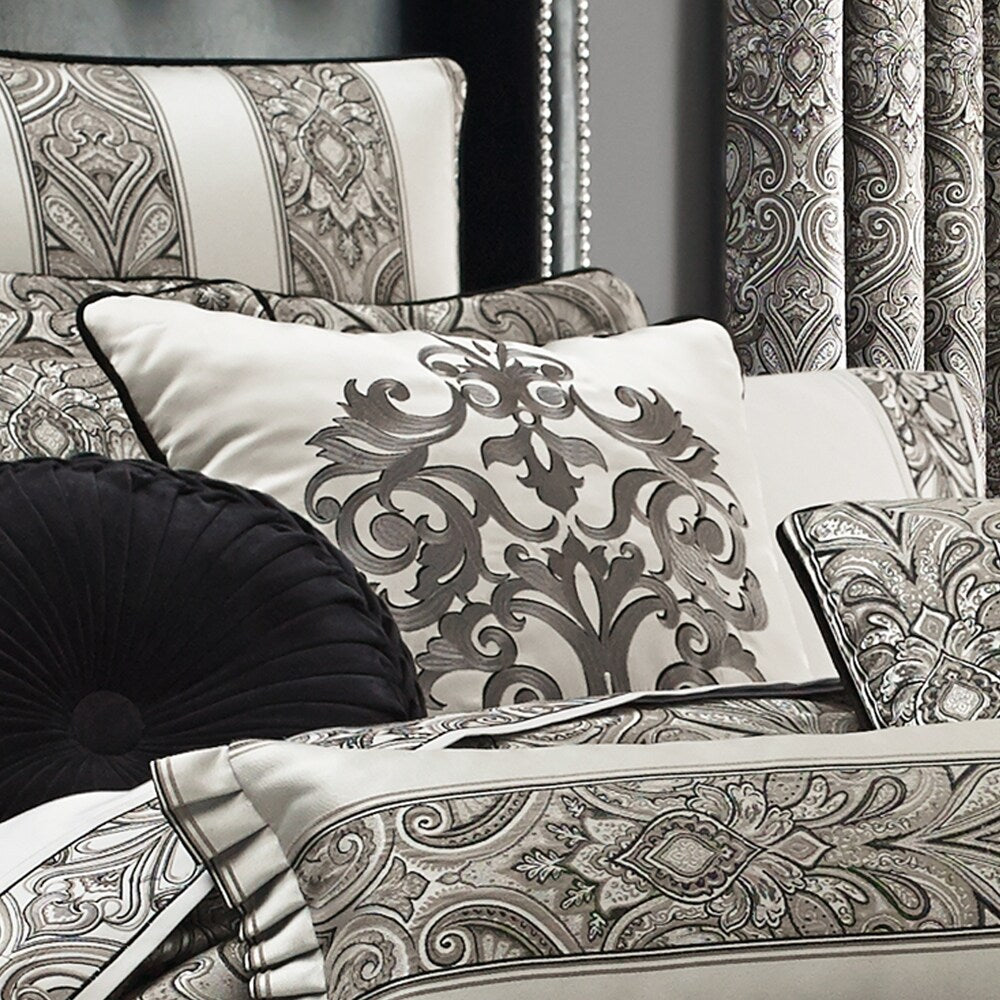 Five Queens Court Carleigh 18 Inch Square Embellished Decorative Throw Pillow