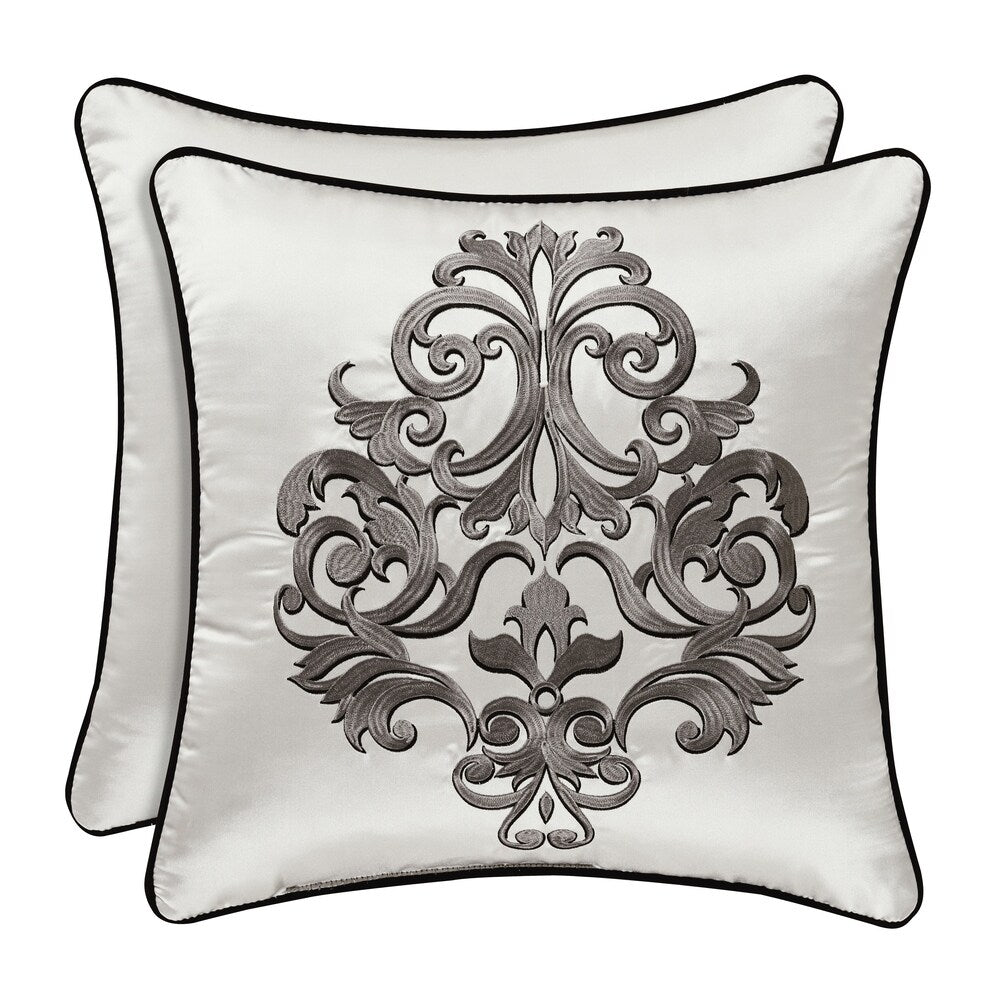Five Queens Court Carleigh 18 Inch Square Embellished Decorative Throw Pillow