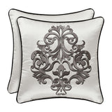Five Queens Court Carleigh 18 Inch Square Embellished Decorative Throw Pillow