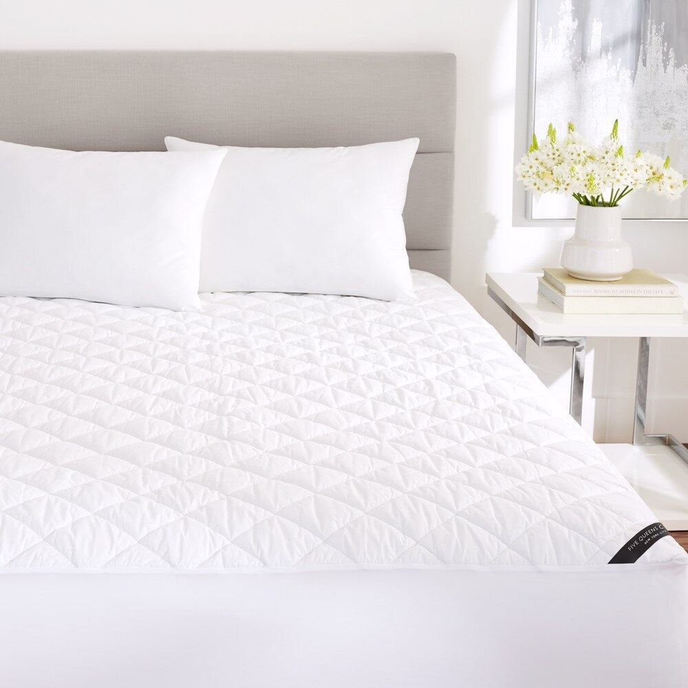 Five Queens Court Excellence 233 TC Cotton Top Allergen Barrier Waterproof Mattress Pad - White