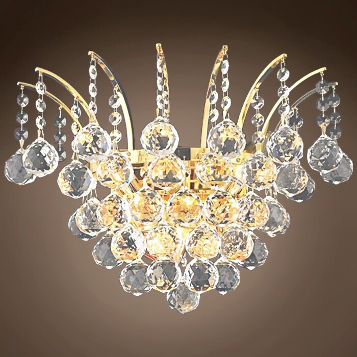 Flamingo Design 2 Light 16" Gold Wall Sconce With Clear European Crystals - 13.00