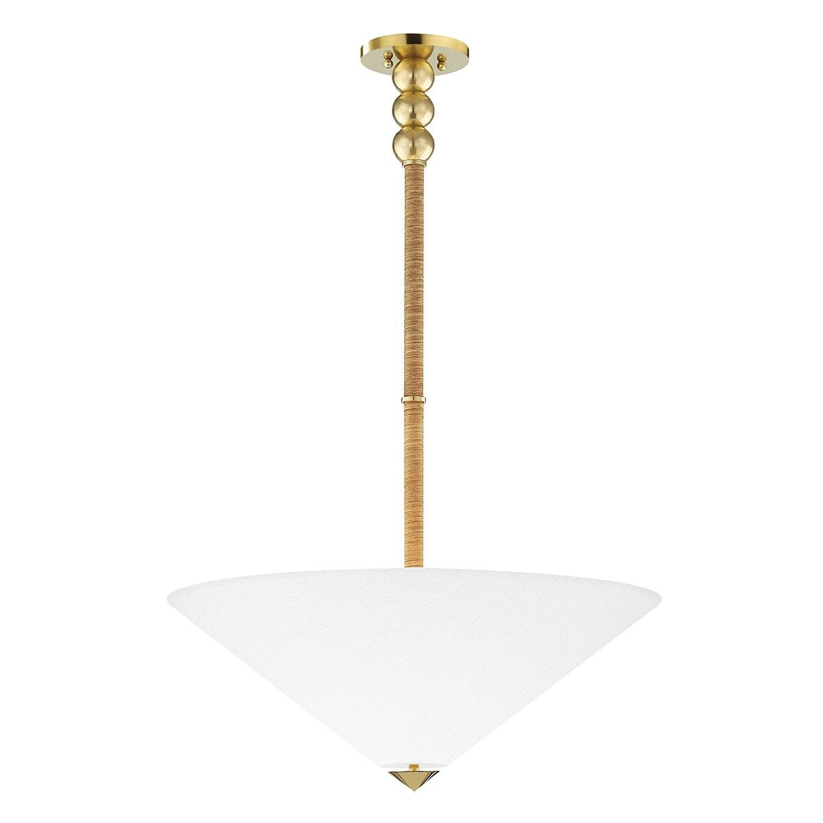 Strick & Bolton Vita Aged Brass/ White Linen 2-light Pendant Light