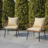 Flash Furniture Evin Set of 2 Boho Rope Rattan Wicker Patio Chairs - 28.25"Wx28"Dx28"H