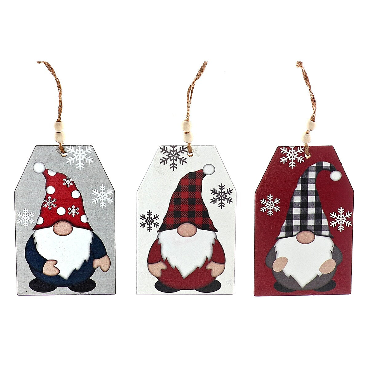 Flat Gnome Ornament (Tag) (Asstd) - Set of 12