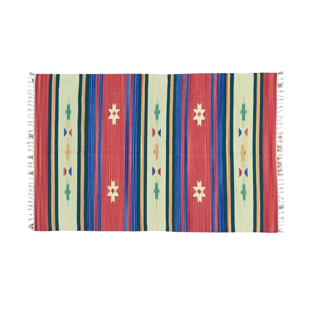 Flat Weave Handmade Southwest Design Reversible Killim Rug - Multi - 4'0 x 6'1