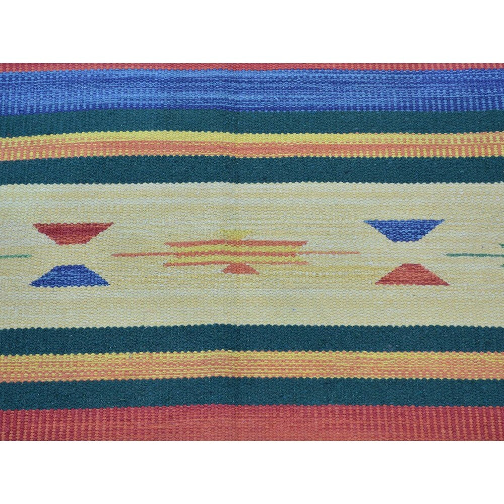 Flat Weave Handmade Southwest Design Reversible Killim Rug - Multi - 4'0 x 6'1