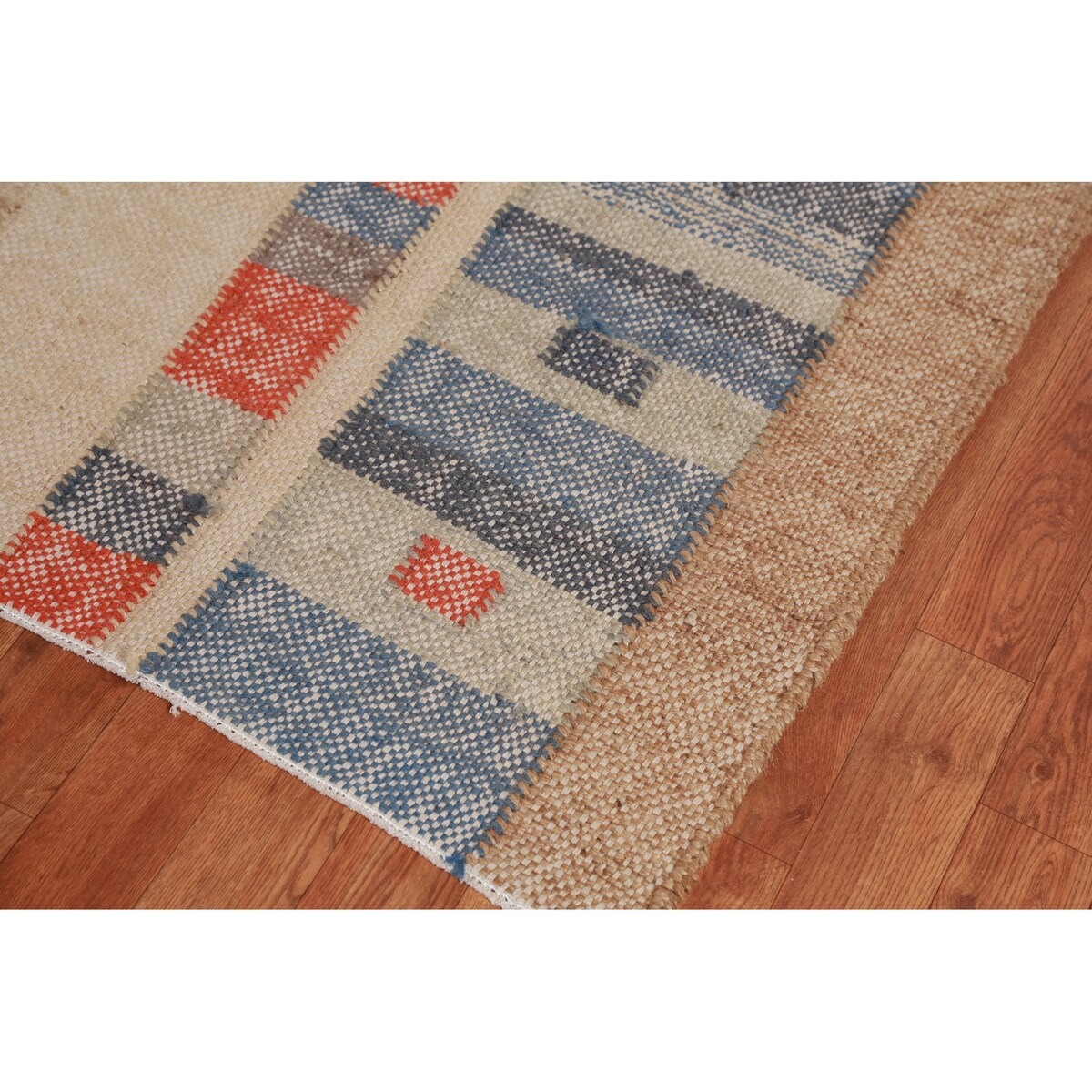 Flat Weave Modern Kilim Turkish Area Rug Flatweave Jute Carpet - 8'6" x 9'8"