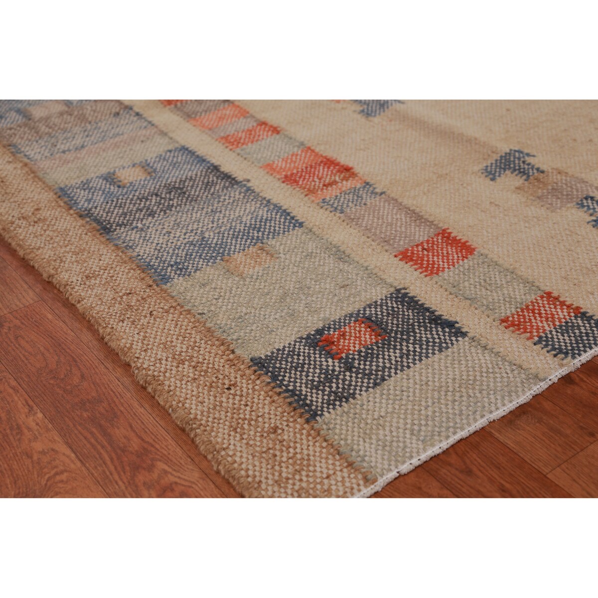 Flat Weave Modern Kilim Turkish Area Rug Flatweave Jute Carpet - 8'6" x 9'8"