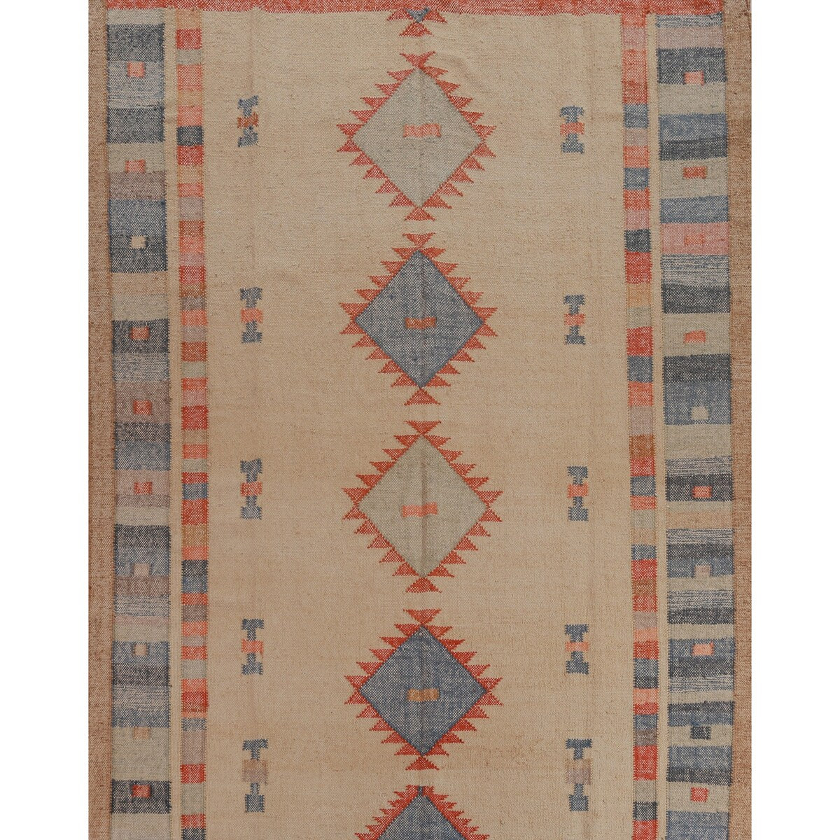 Flat Weave Modern Kilim Turkish Area Rug Flatweave Jute Carpet - 8'6" x 9'8"