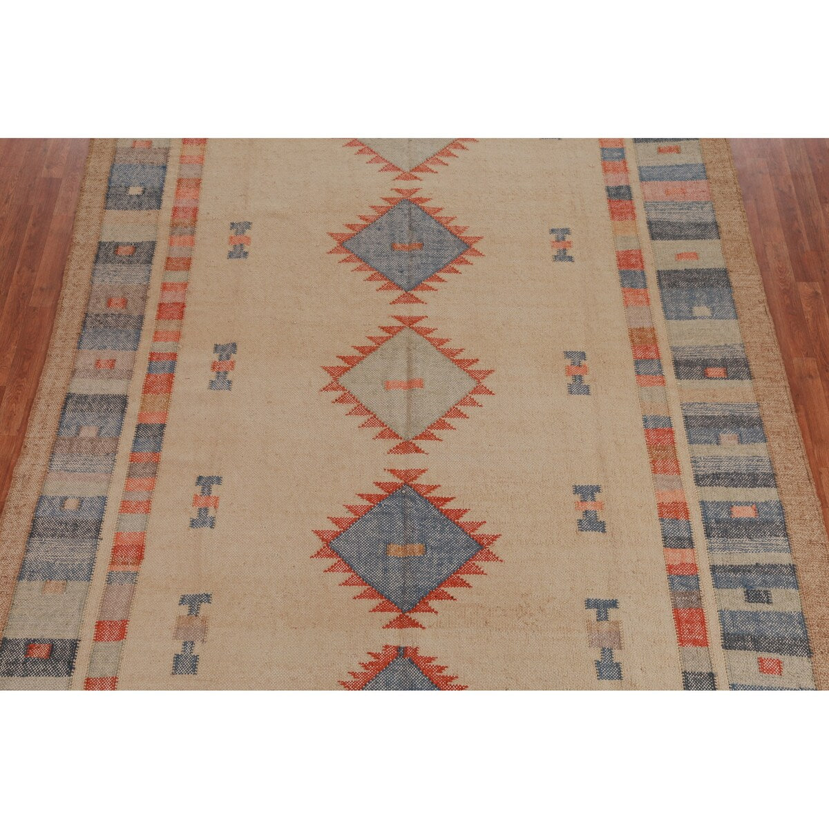 Flat Weave Modern Kilim Turkish Area Rug Flatweave Jute Carpet - 8'6" x 9'8"