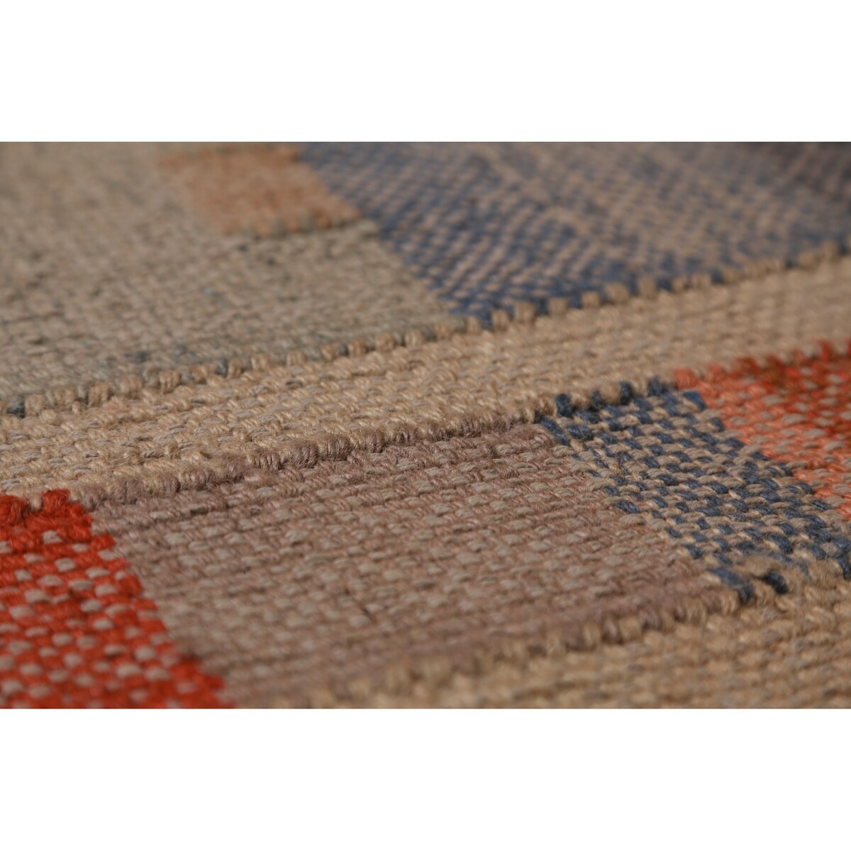 Flat Weave Modern Kilim Turkish Area Rug Flatweave Jute Carpet - 8'6" x 9'8"