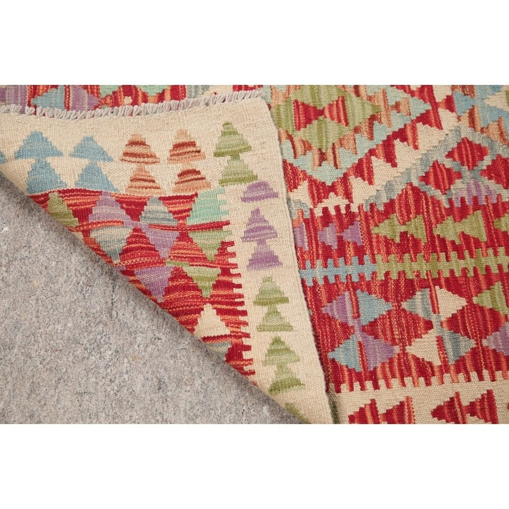 Flat-Weave Southwestern Kilim Oriental Handmade Turkish Area Rug Wool - 6'6" x 4'11"