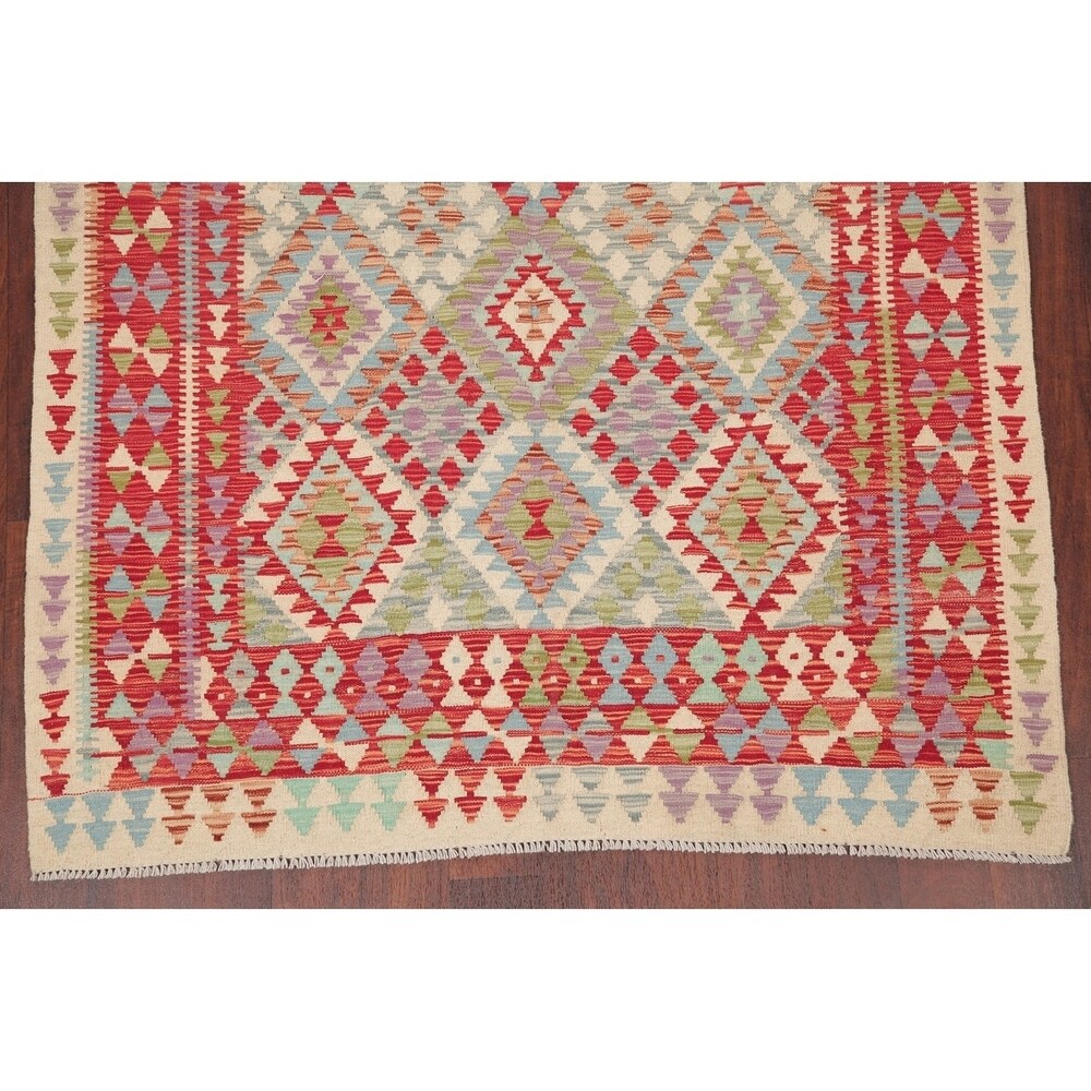 Flat-Weave Southwestern Kilim Oriental Handmade Turkish Area Rug Wool - 6'6" x 4'11"