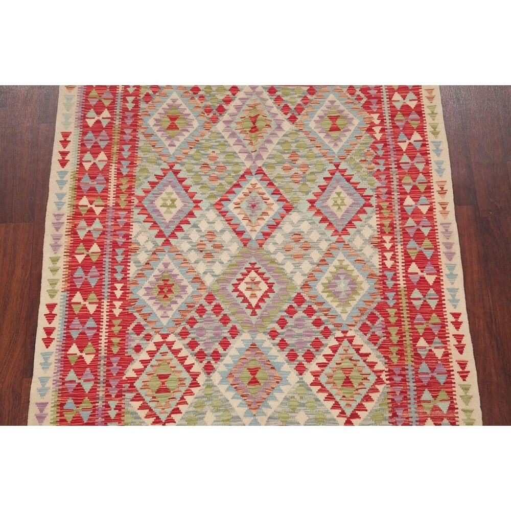 Flat-Weave Southwestern Kilim Oriental Handmade Turkish Area Rug Wool - 6'6" x 4'11"