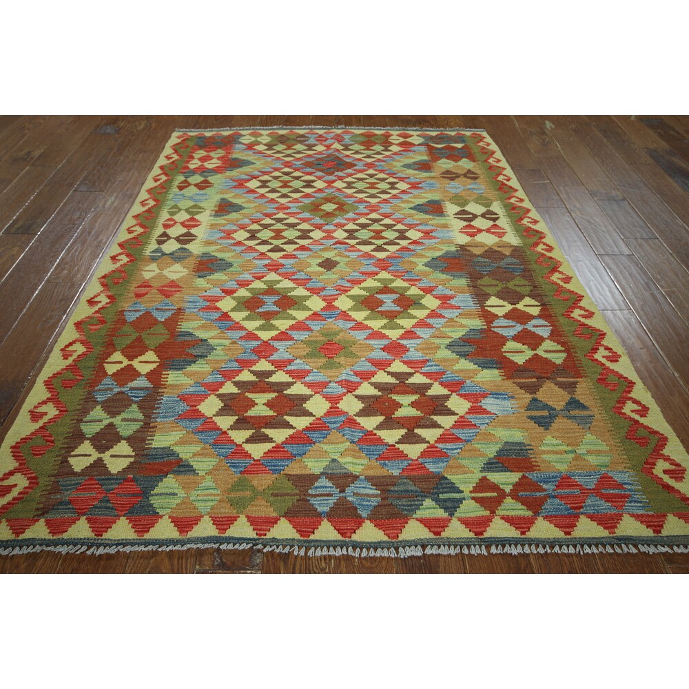 Wool Flat Weaved Oriental Kilim Rug - 5'0 x 7'3