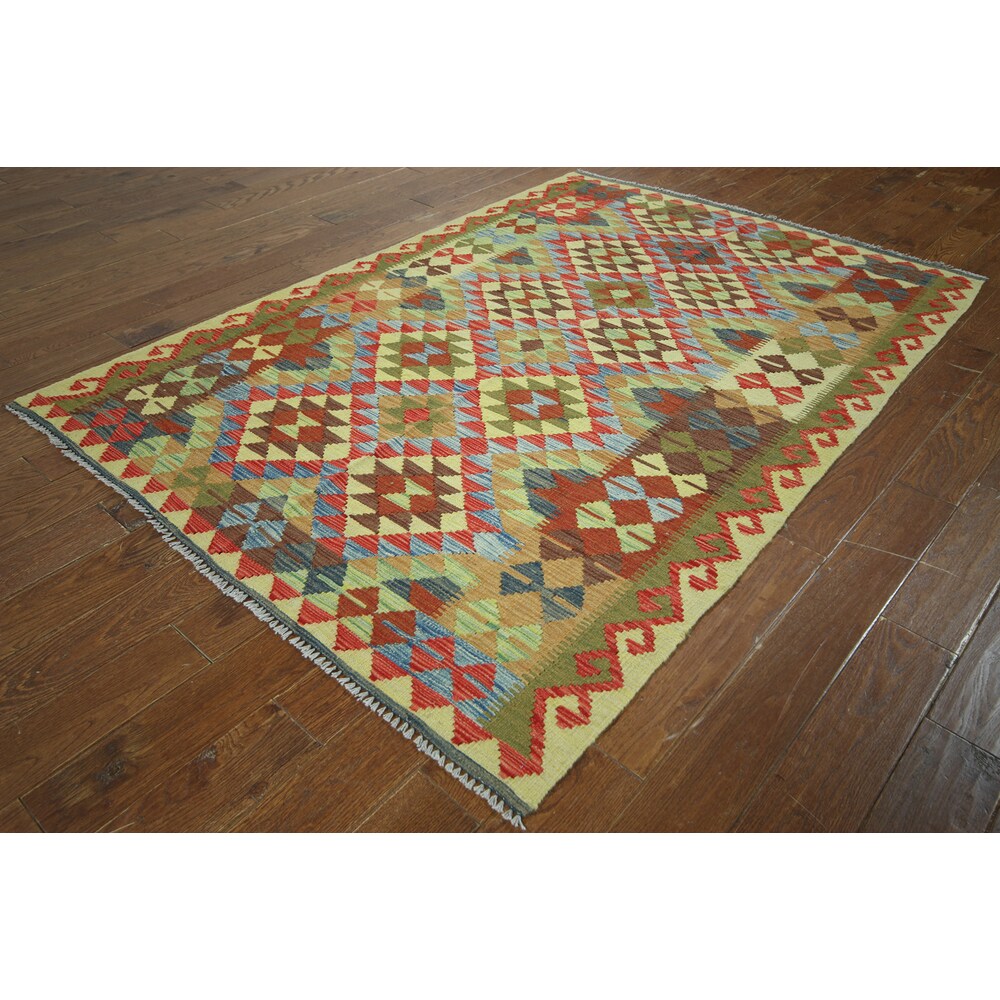 Wool Flat Weaved Oriental Kilim Rug - 5'0 x 7'3