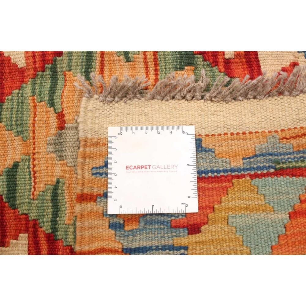 Flat-weave Bold and Colorful Copper, Orange Wool Kilim - 2'0 x 3'0
