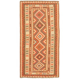 Flat-weave Bold and Colorful Cream, Red Wool Kilim - 3'5 x 6'7