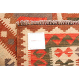 Flat-weave Bold and Colorful Cream, Red Wool Kilim - 3'5 x 6'7