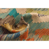 Flat-weave Bold and Colorful Orange Wool Rug - ECARPETGALLERY - 5'7 x 8'0